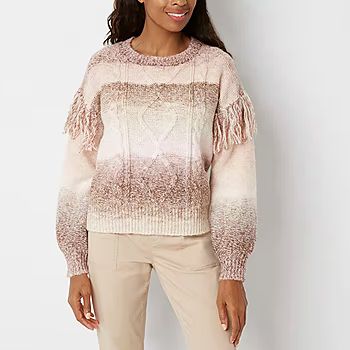 new!Frye and Co. Womens Crew Neck Long Sleeve Ombre Pullover Sweater | JCPenney