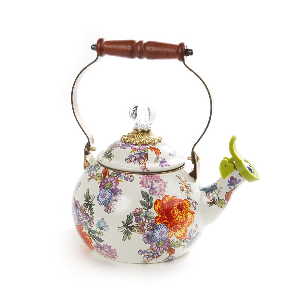 White Flower Market Whistling Tea Kettle | MacKenzie-Childs