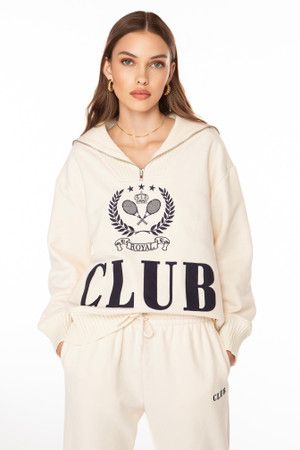 Cream/Navy Club Pullover | EllandEmm