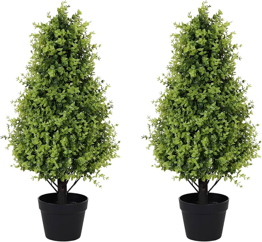 30" Artificial Boxwood Topiary Trees for Outdoor Set of 2 | Amazon (US)