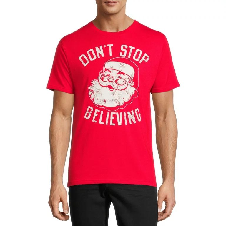 Don't Stop Believe Men's Christmas T-Shirt | Walmart (US)