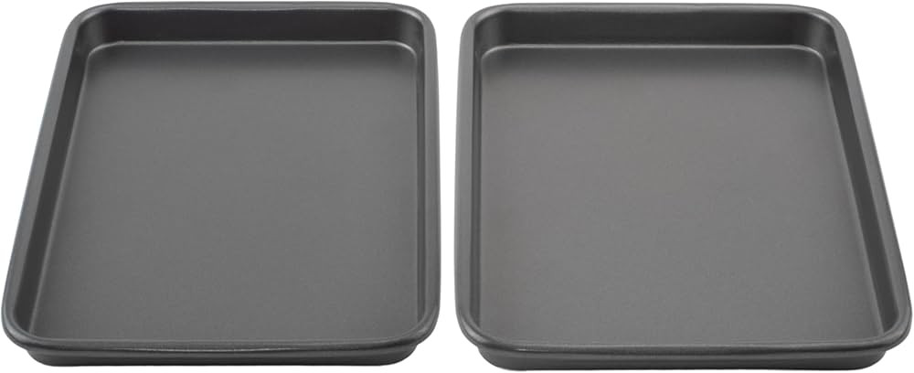 GoodCook Everyday Set of 2 Nonstick Steel 9" x 6.2" Toaster Oven Mini Baking Sheets, Gray | Amazon (US)