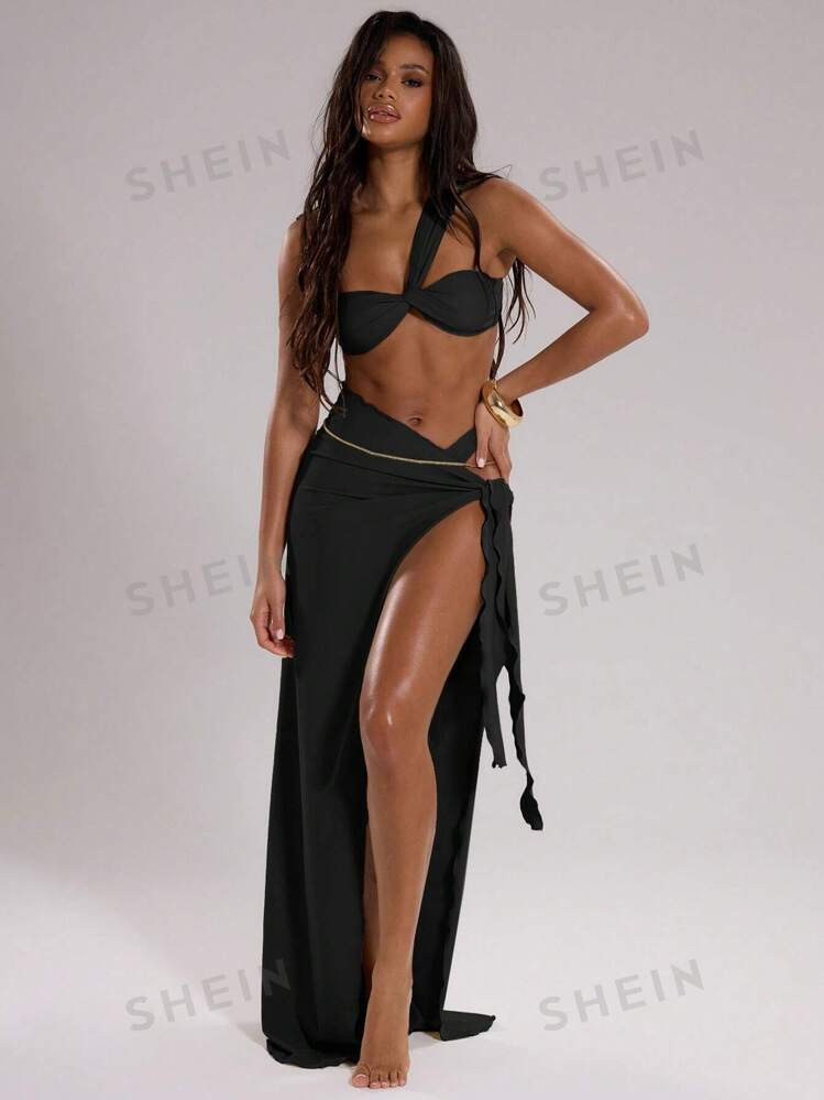 MUSERA Tie Side Summer Beach Cover Up Maxi Sarong Skirt | SHEIN