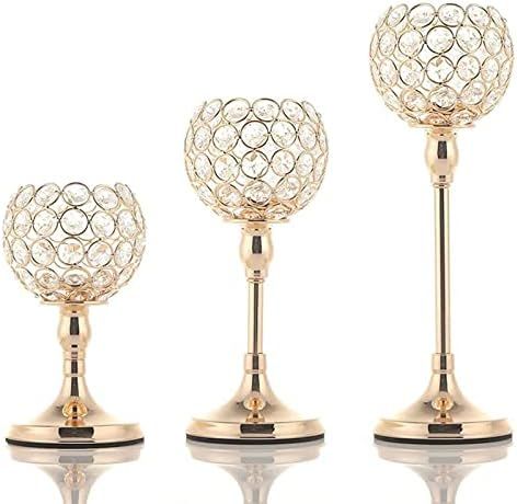 Vincidern Gold Crystal Candle Holders Centerpiece for Wedding Dining Table Decoration, Halloween,... | Amazon (US)