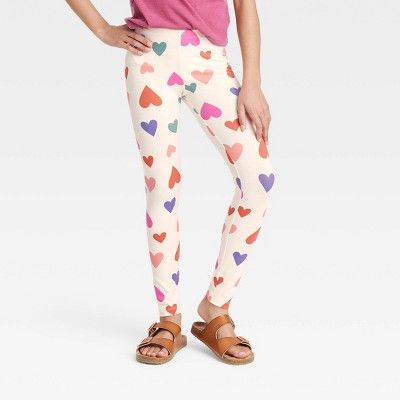 Girls' Heart Leggings - Cat & Jack™ Multicolor | Target