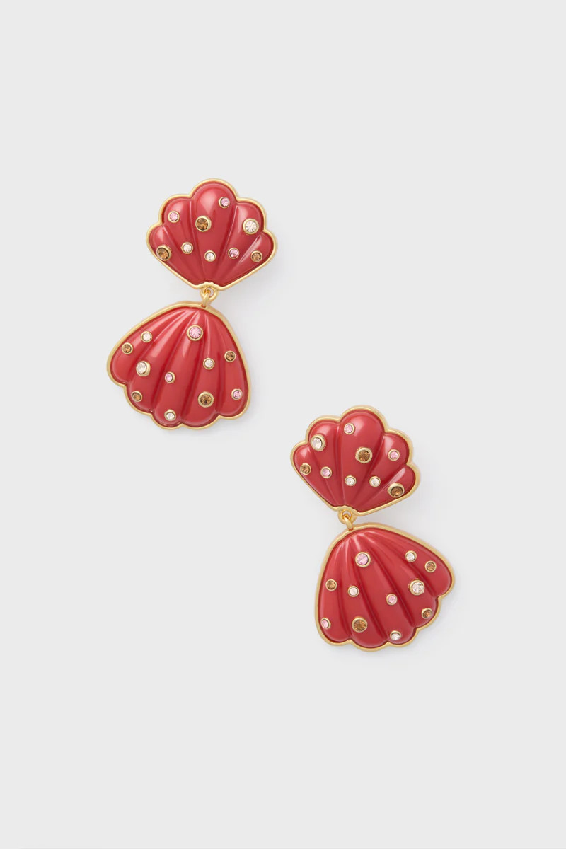 Coral Veda Double Shell Earrings | Tuckernuck (US)