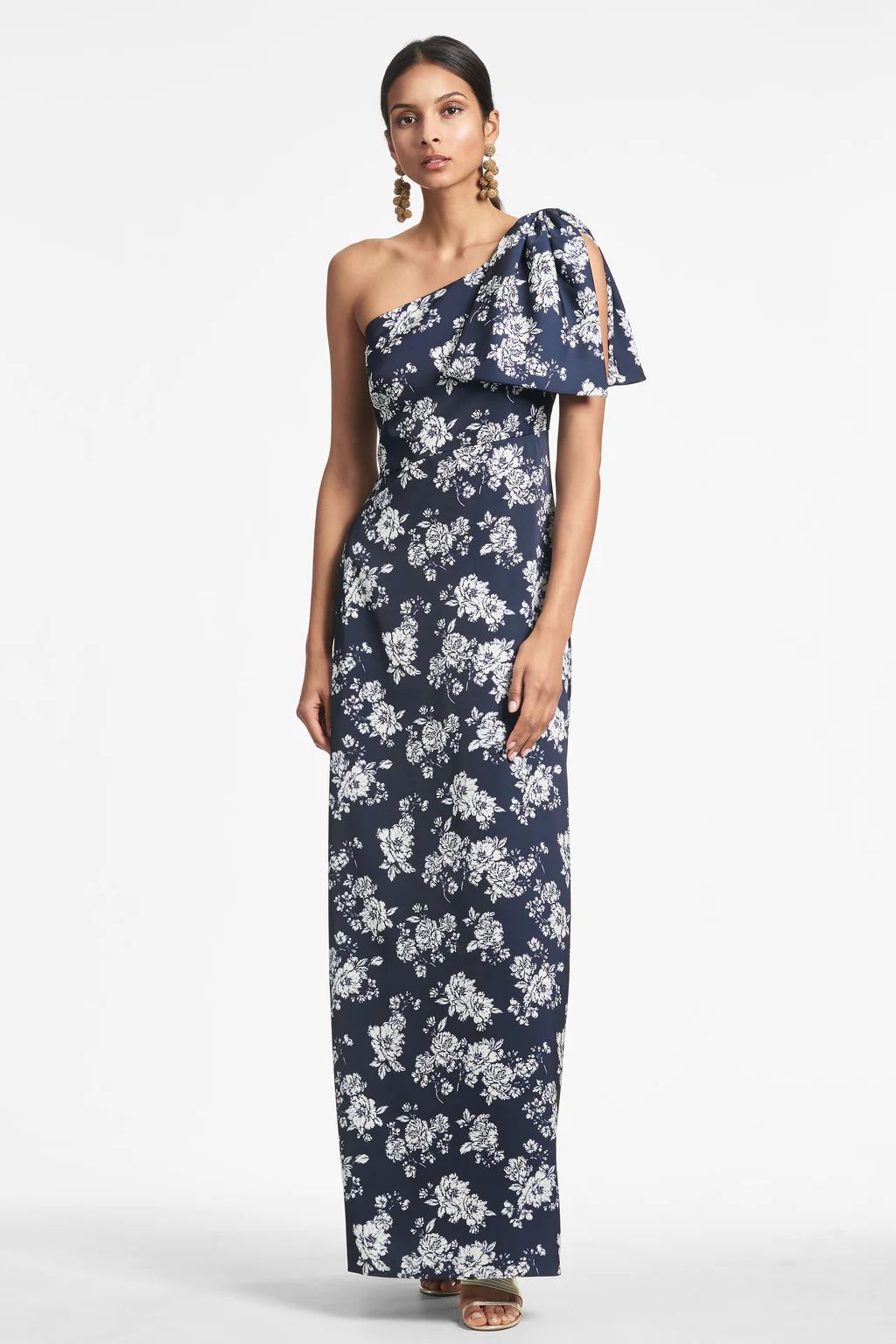 Chelsea Gown - Navy & Ivory Peony | Sachin and Babi