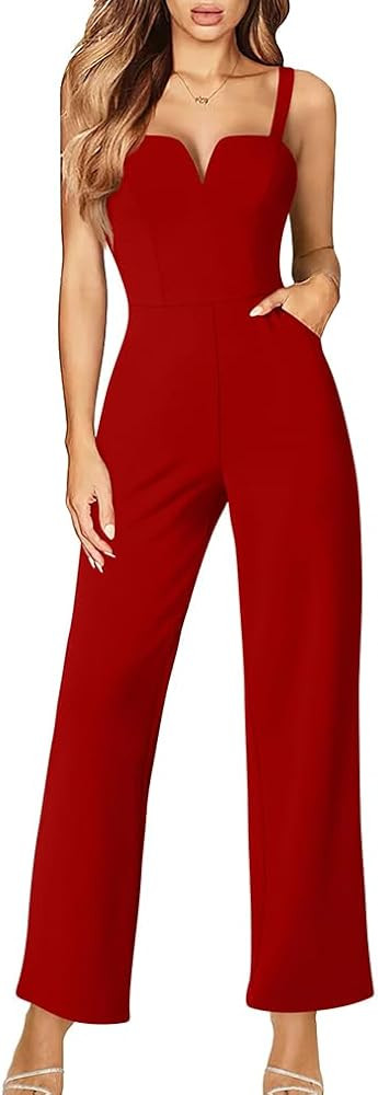 DAAWENXI Women's Casual Tank Top Sleeveless Jumpsuits Dressy Wide Leg Pants Rompers With Pockets | Amazon (US)
