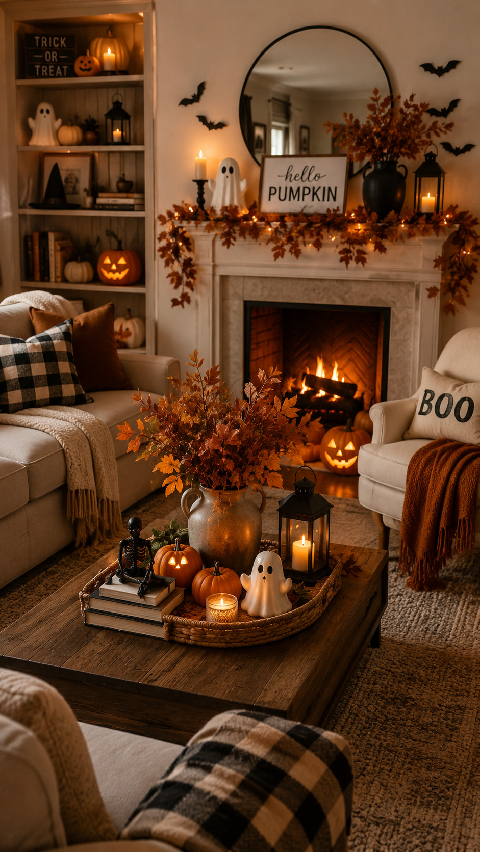 Obsessed with this chic and cozy Halloween setup 👀🎃 This living room blends aesthetic fall decor with subtle spooky touches—think glowing pumpkins, warm lighting, autumn leaves, and neutral textures. Perfect inspiration for decorating your home for spooky season without going over the top. Whether you love modern Halloween decor or cozy fall vibes, this look is everything 🕯️✨ Save now for your seasonal decor inspo!
#halloweenaesthetic #fallvibes #cozydecor #amazonhome #pumpkinseason #spookyseason #homedecorideas #fallinspiration 

 #LTKSeasonal #LTKHome #LTKSaleAlert