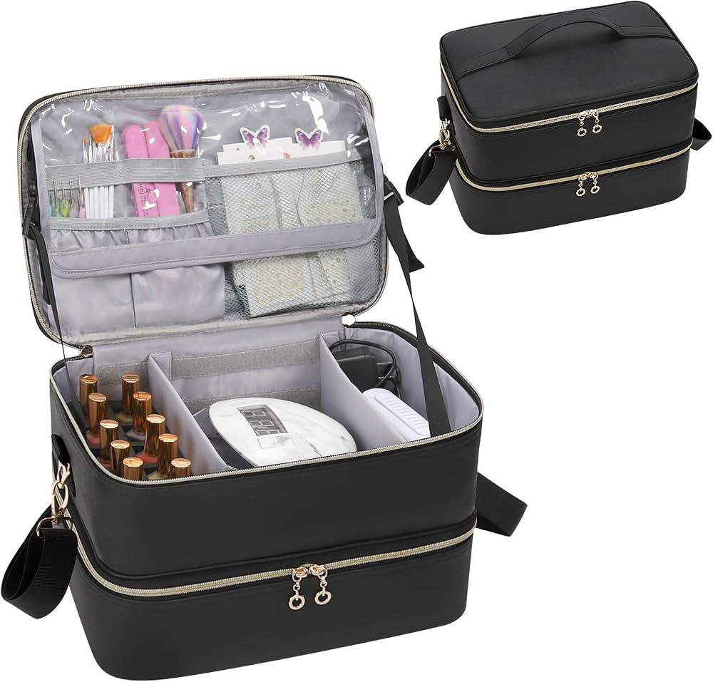 Ethereal Nail Polish Organizer Case, Leather Nail Polish Bag Holds 50+ Bottles (5ml/0.5fl.oz) and... | Amazon (US)