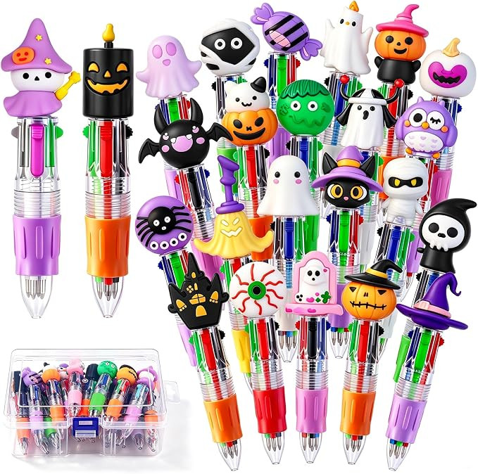 24PCS Halloween Fun Mini Multicolor Pens 4-in-1 for Party Favors Gift | Amazon (US)