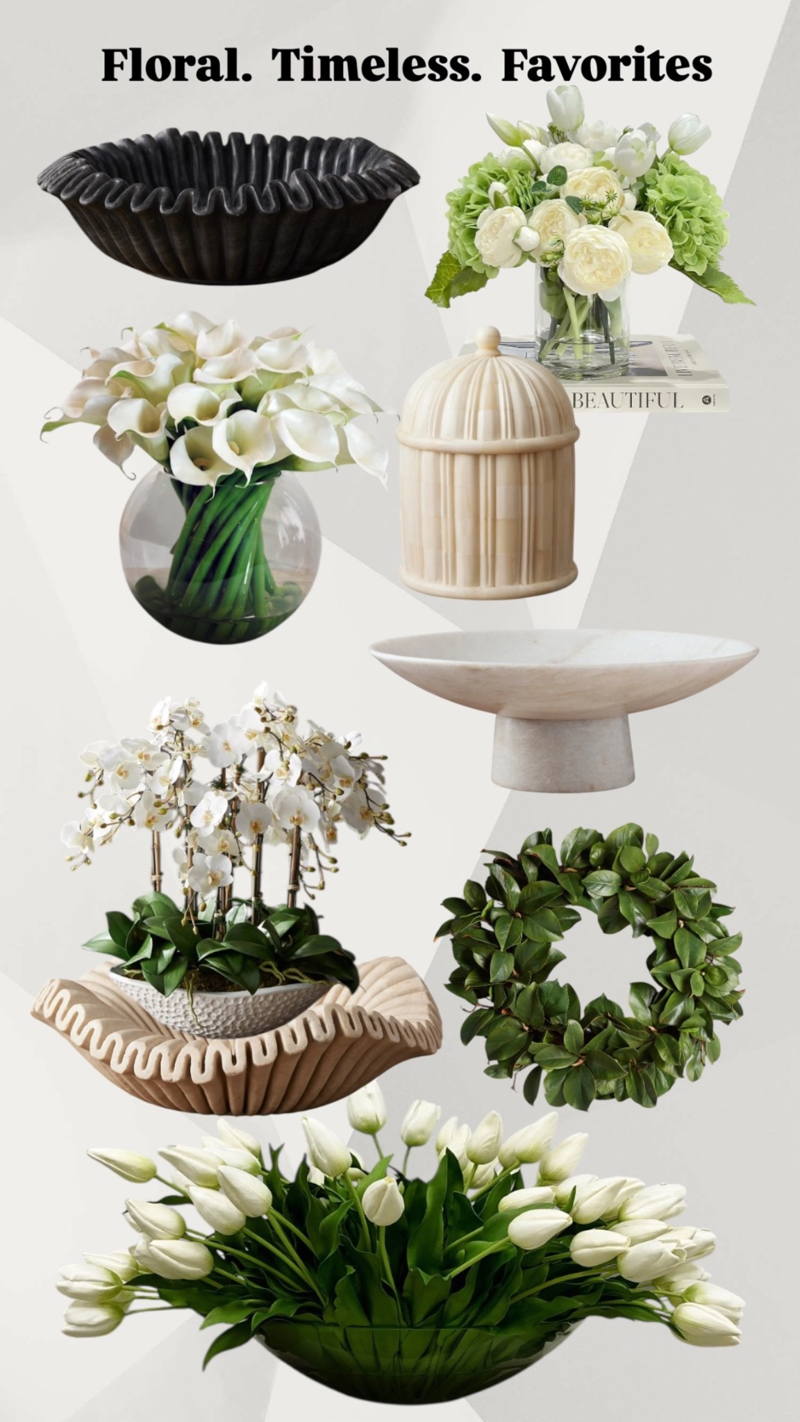 A curated collection of elegant florals and sculptural vessels—each piece blending organic beauty with timeless design. From lush tulip arrangements to sculpted ceramic bowls and lifelike orchids, these home accents are perennial favorites for creating serene, sophisticated spaces.

#FloralDecor #TimelessDesign #HomeFavorites #InteriorStyling #NeutralDecor #ModernClassic #FloralInspo #TulipArrangement #OrchidLover #VaseGoals #ChicHomeDecor #DesignDetails #ElegantInteriors #JustJennsDesign #Love #InstaGood #FYP #HomeInspo #DecorCrush #FreshFloralVibes

#LTKSeasonal #LTKHome #LTKSummerEdit