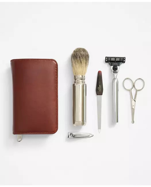 Brooks Brothers Men's Leather Grooming Kit | Brown | Brooks Brothers
