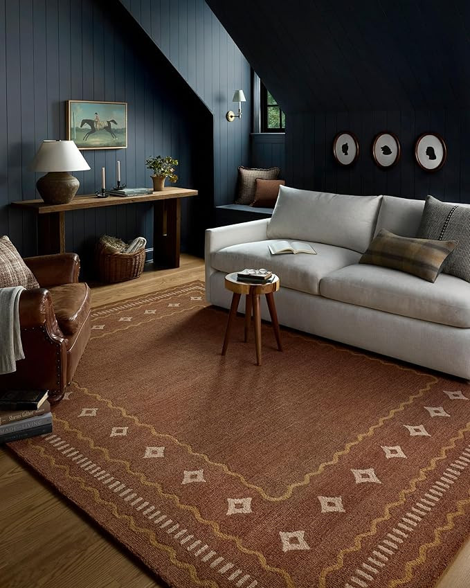 Loloi Chris Loves Julia Alfie Collection ALF-03 Clay/Spice 7'-9" x 9'-9" Area Rug Wool Neutral Li... | Amazon (US)