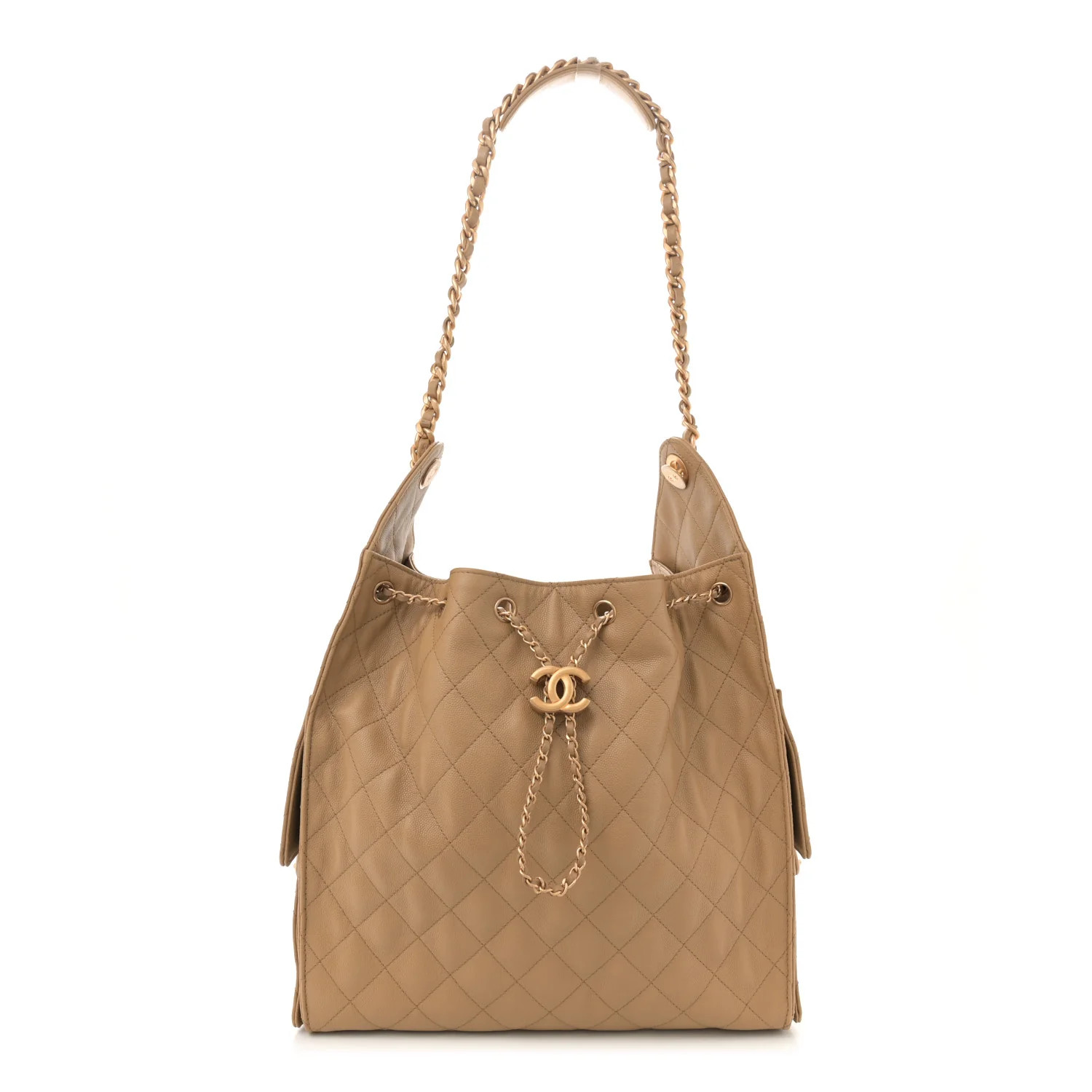 Chanel Caviar Quilted Medium Chanel 25 Handbag Dark Beige | FASHIONPHILE (US)