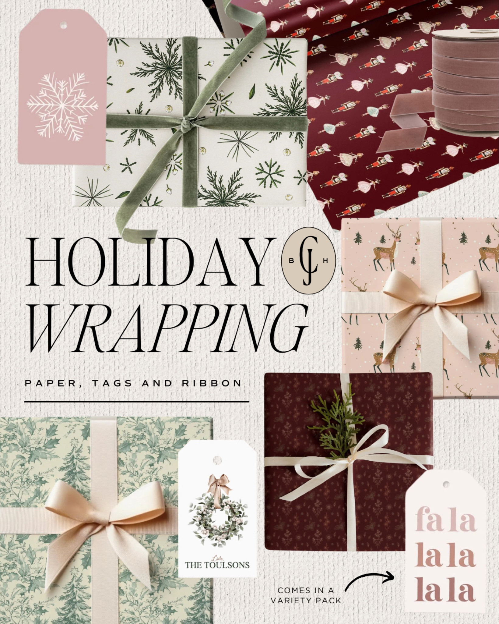 Elegant and traditional holiday wrapping ideas. 

#LTKFindsUnder50 #LTKHoliday