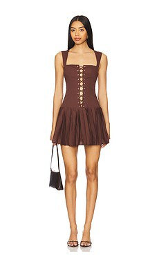MORE TO COME Gemma Mini Dress in Brown from Revolve.com | Revolve Clothing (Global)