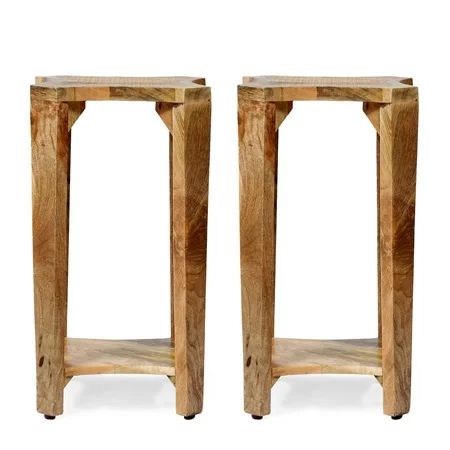 Noble House Riana Mango Wood Side Table Set of 2 Natural | Walmart (US)