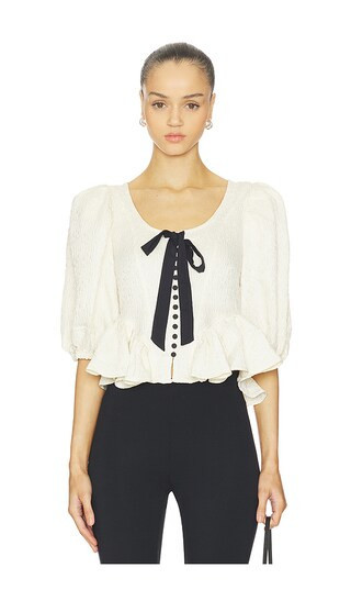 Free People Pamela Bow Top in Cream. - size M | Revolve Clothing (Global)