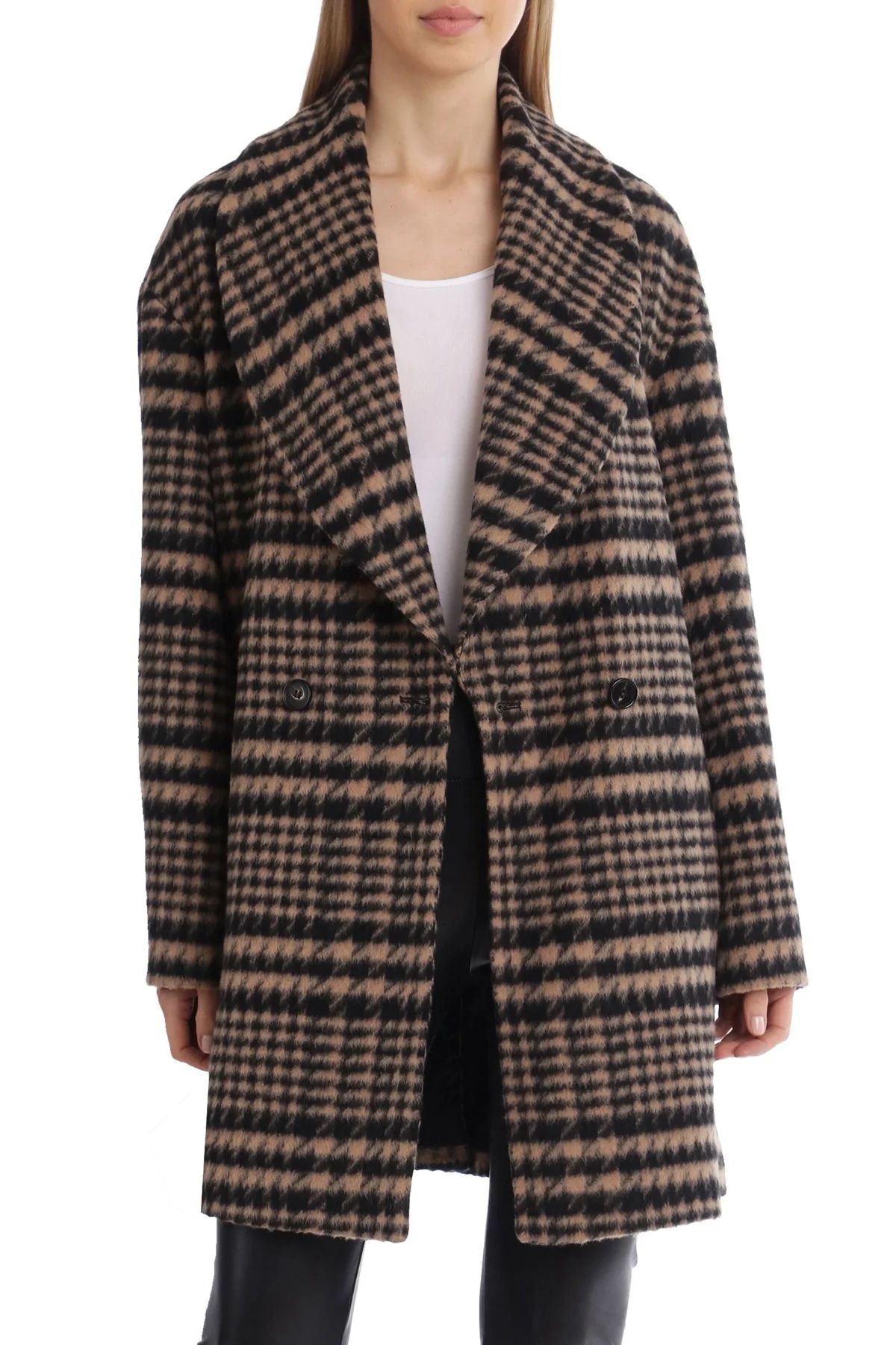 Houndstooth Plaid Oversized Peacoat | Avec Les Files