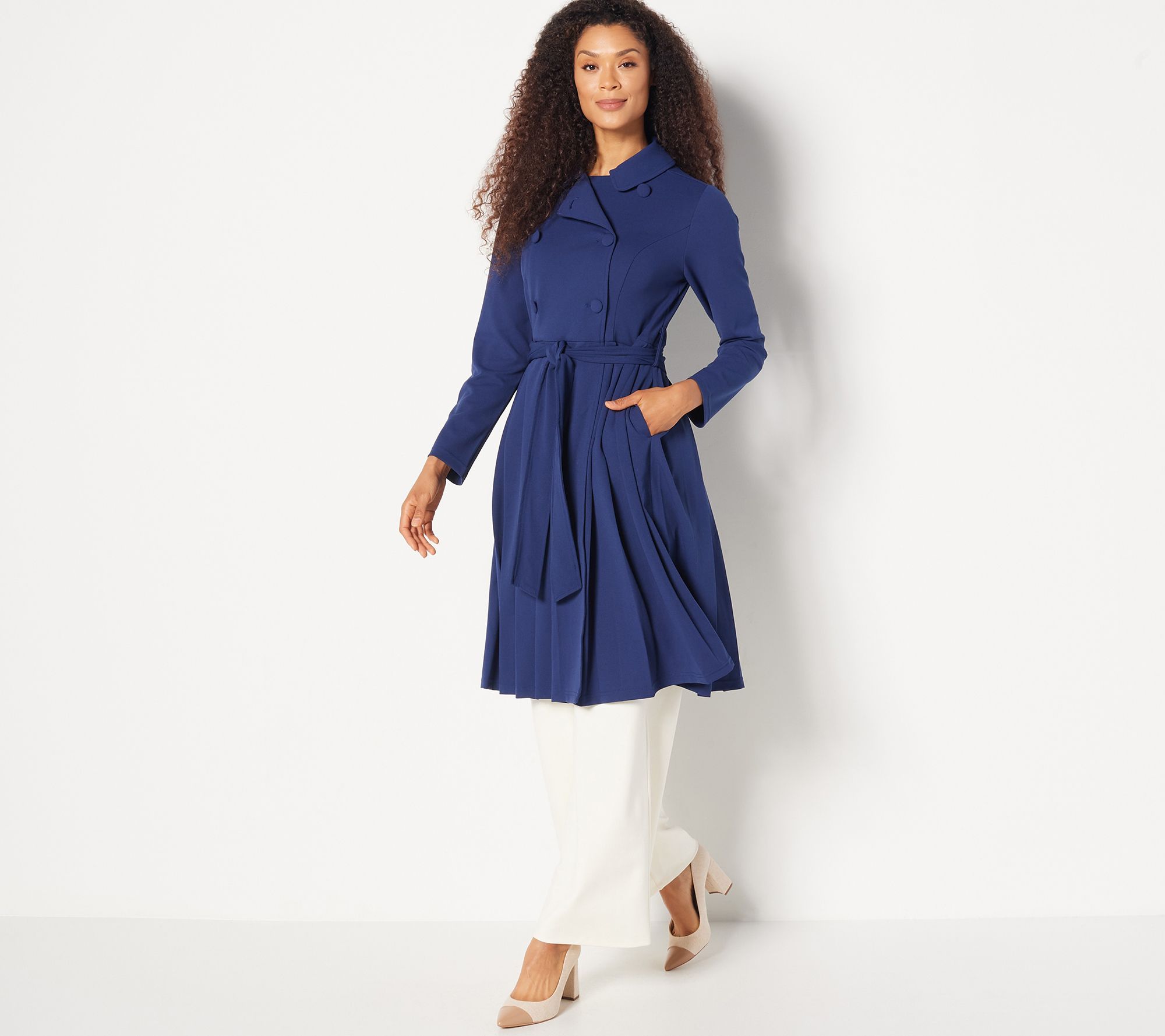 Girl With Curves Knit Crepe Trench Dress | QVC