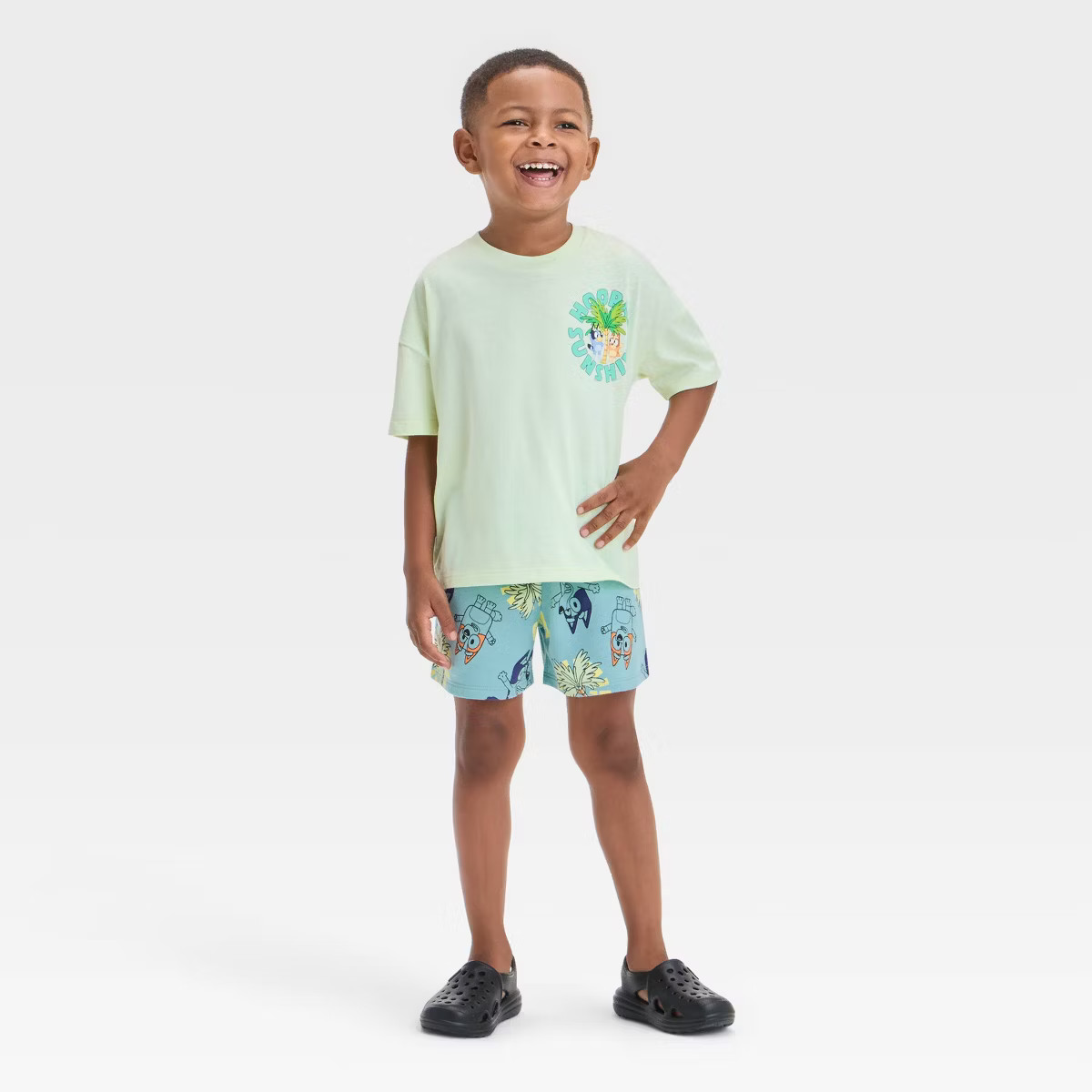 Toddler Boys' 2pc Bluey Hooray Sunshine T-Shirt & Shorts Set - Green | Target