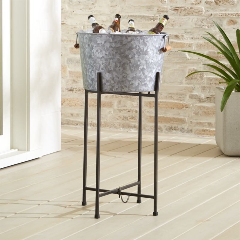 Galvanized Beverage Tub with Black Stand + Reviews | Crate & Barrel | Crate & Barrel