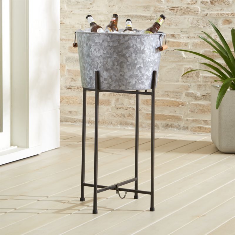 Galvanized Beverage Tub with Black Stand + Reviews | Crate and Barrel | Crate & Barrel