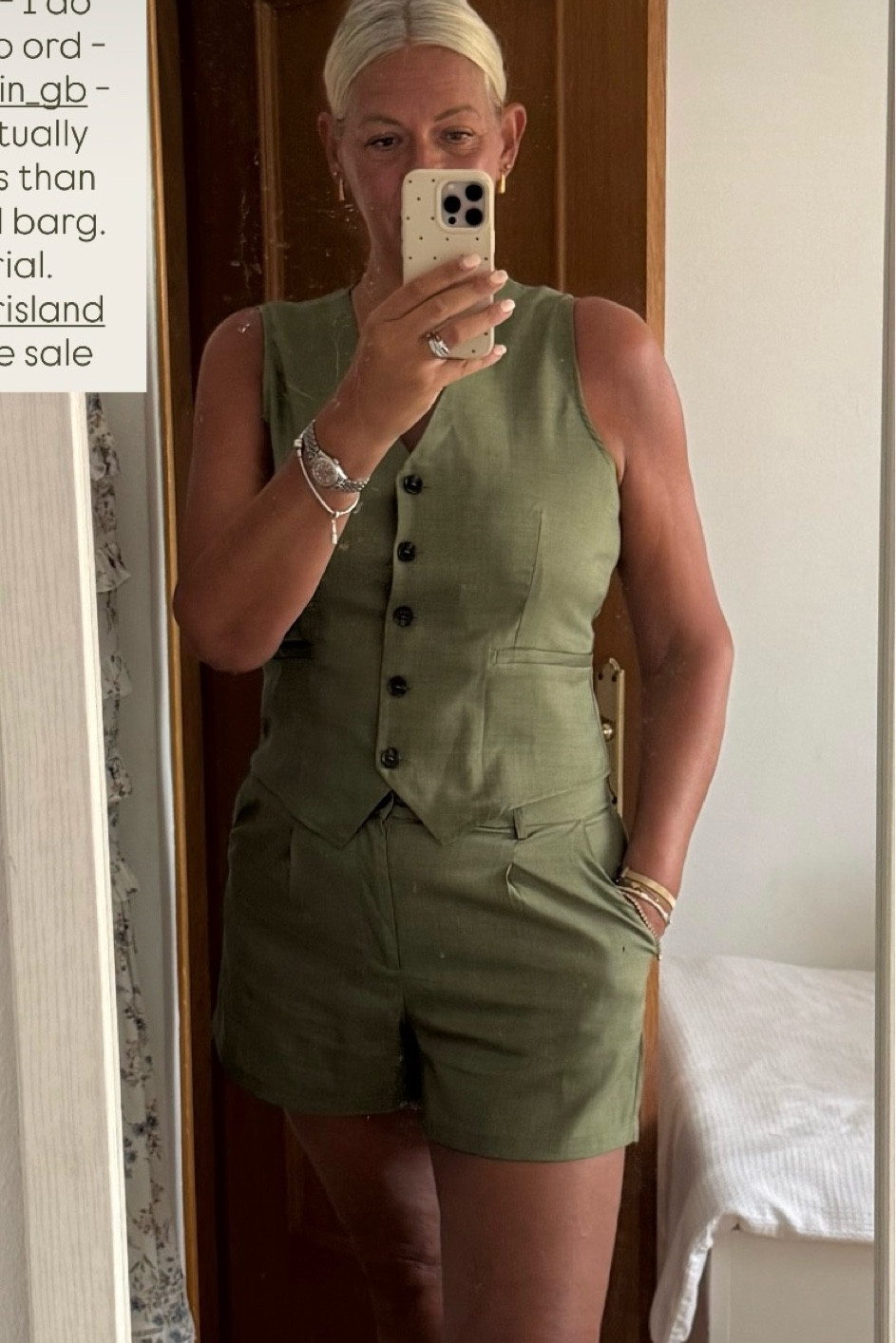 The perfect holiday shorts co ord 
 Green linen style material
Waistcoat and shorts co ord from @shein 

#LTKover50style #LTKmidsize
