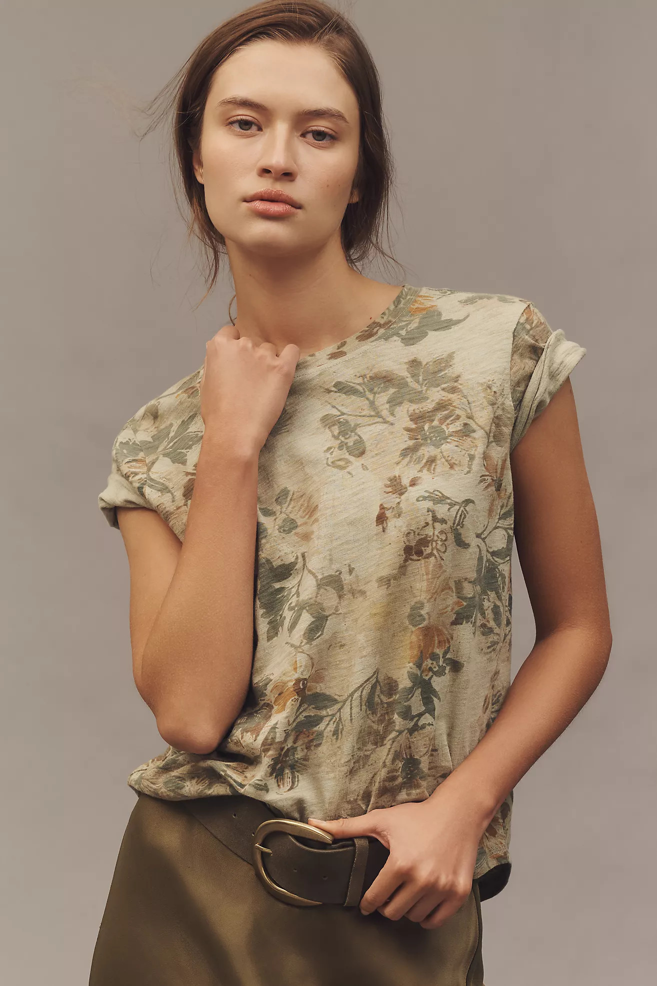 The Bennie Cotton Slub Crew-Neck Slim Tee by Pilcro | Anthropologie (US)