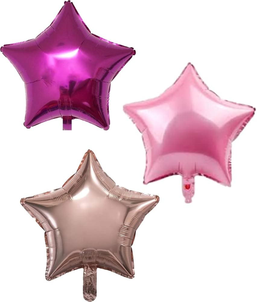 Vision Pink Rose Gold Stars 18" Helium Foil Star Balloons 12 Pcs Metallic Appearance Set | Fuchsi... | Amazon (US)