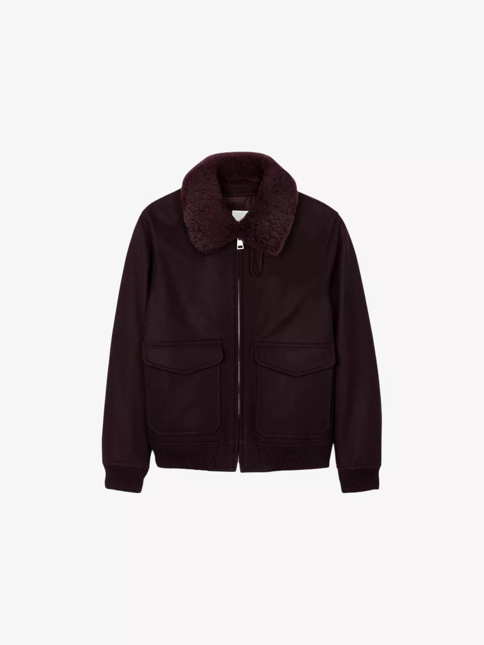 Shearling-Collar Wool-Blend Aviator Jacket | Selfridges