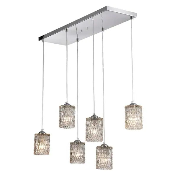 Aldubon Chrome 6-Light Chandelier with Diamond Crystal Shades (Adjustable Height) | Bed Bath & Beyond
