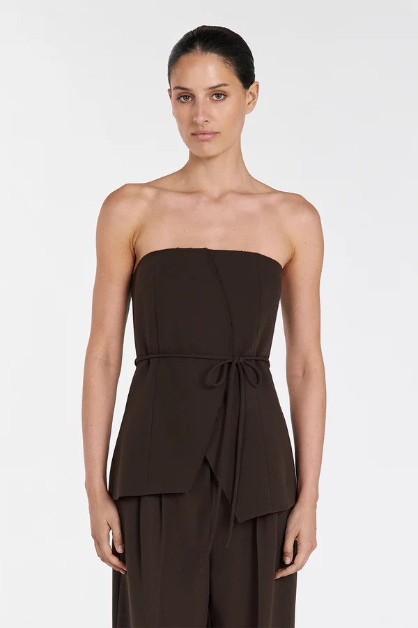 JULIE BITTER CHOC STRAPLESS TOP | DISSH