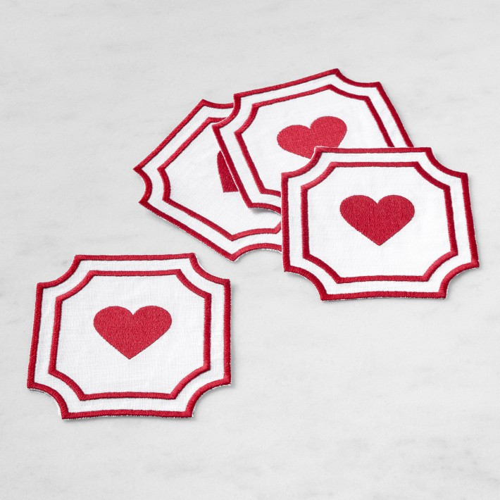 Cartouche Heart Coasters, Set of 4 | Williams-Sonoma