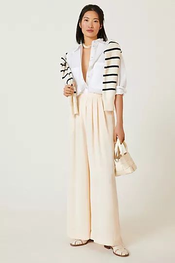 Satin High-Rise Wide-Leg Trousers | Anthropologie (US)