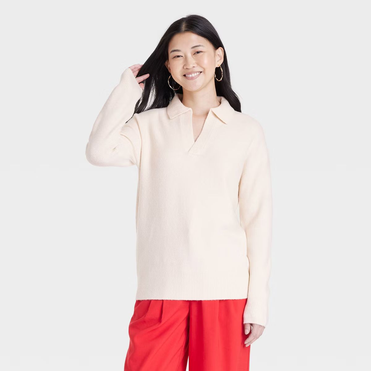 Women's Cozy Knit Polo Collar Pullover Sweater - A New Day™ | Target