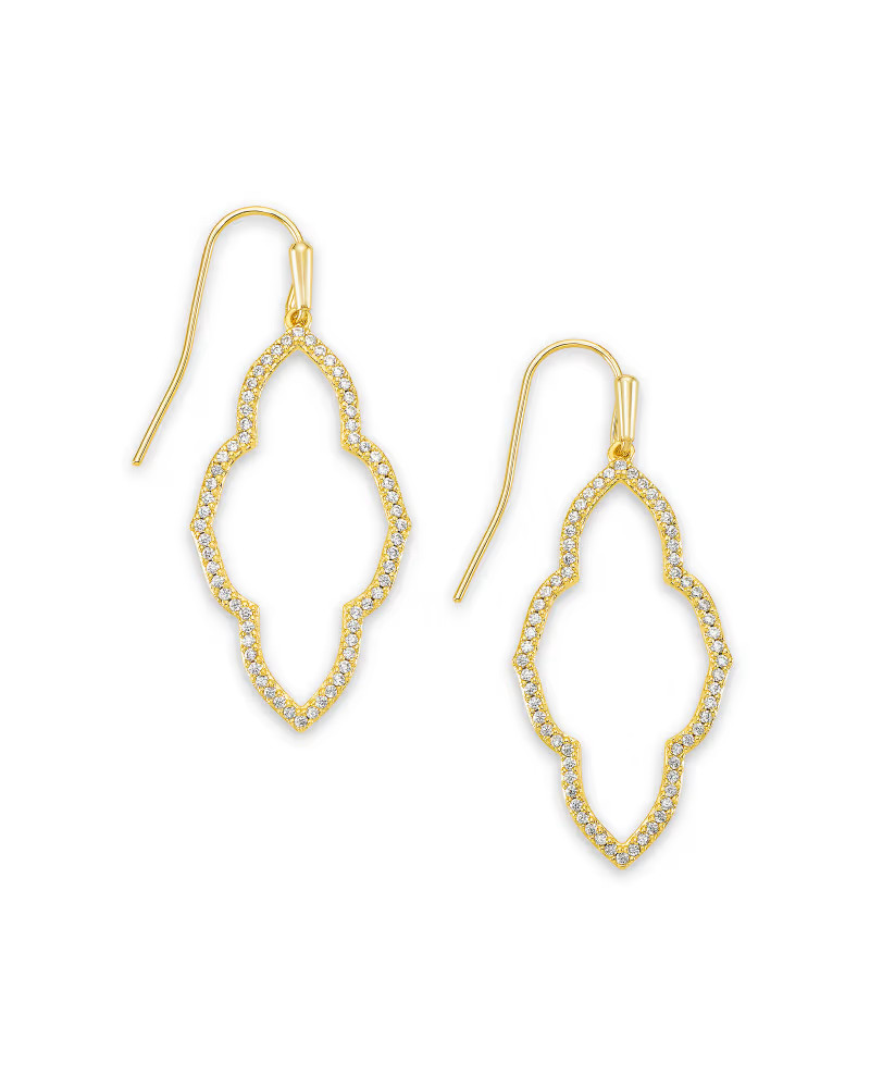 Abbie Gold Small Open Frame Earrings in White Crystal | Kendra Scott | Kendra Scott