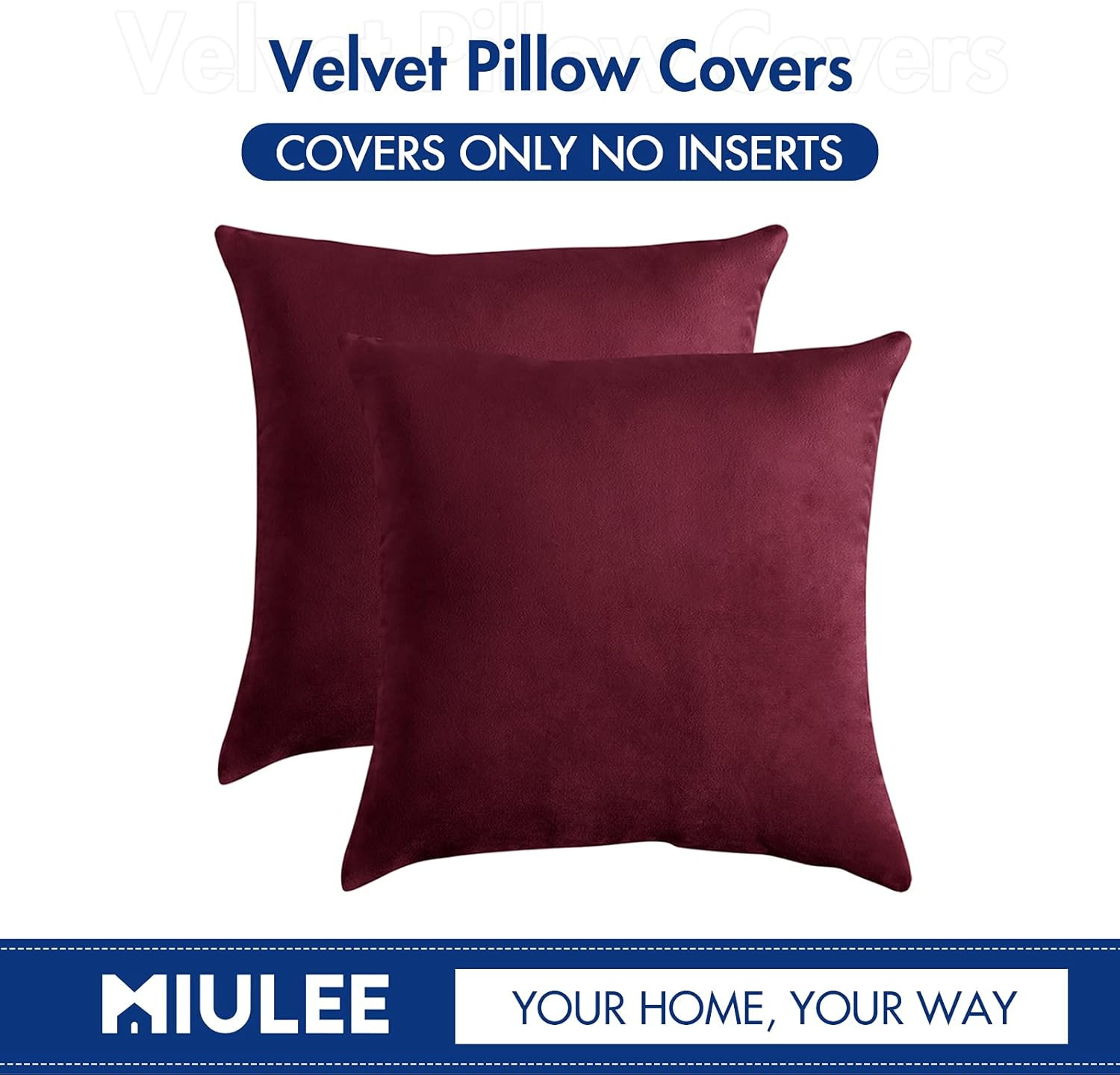 MIULEE Pack of 2, Velvet Soft Solid Decorative Square Throw Pillow Covers Set Cushion Cases Pillo... | Amazon (US)