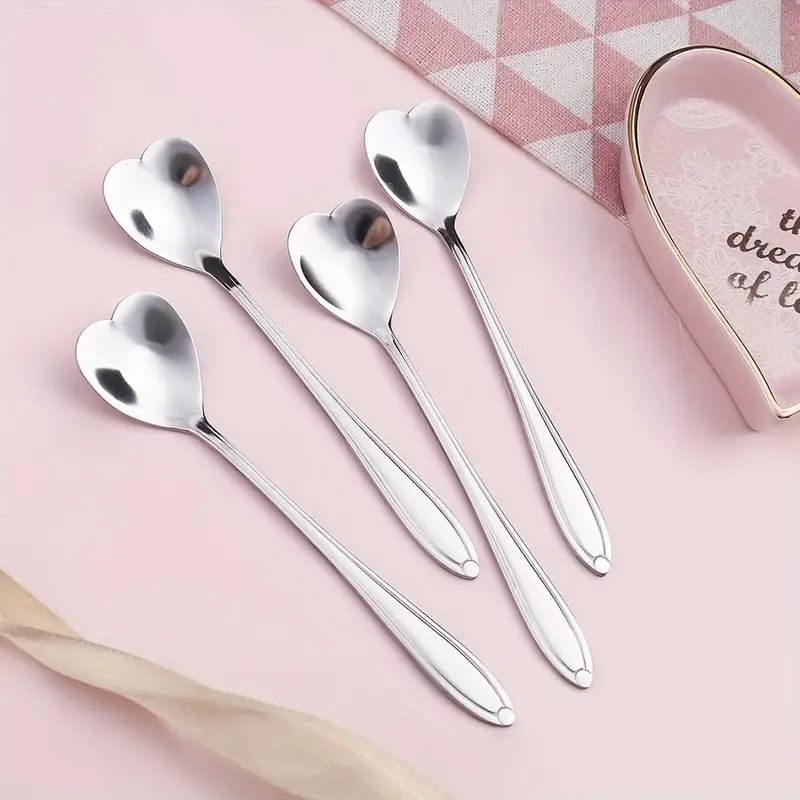 Stainless Steel Heart shaped Coffee Spoon Dessert Spoon Set - Temu Canada | Temu Affiliate Program