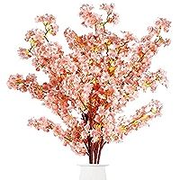 Sggvecsy Artificial Cherry Blossom Branches Faux Cherry Flowers 39 Inch Peach Branches Silk Tall Ste | Amazon (US)