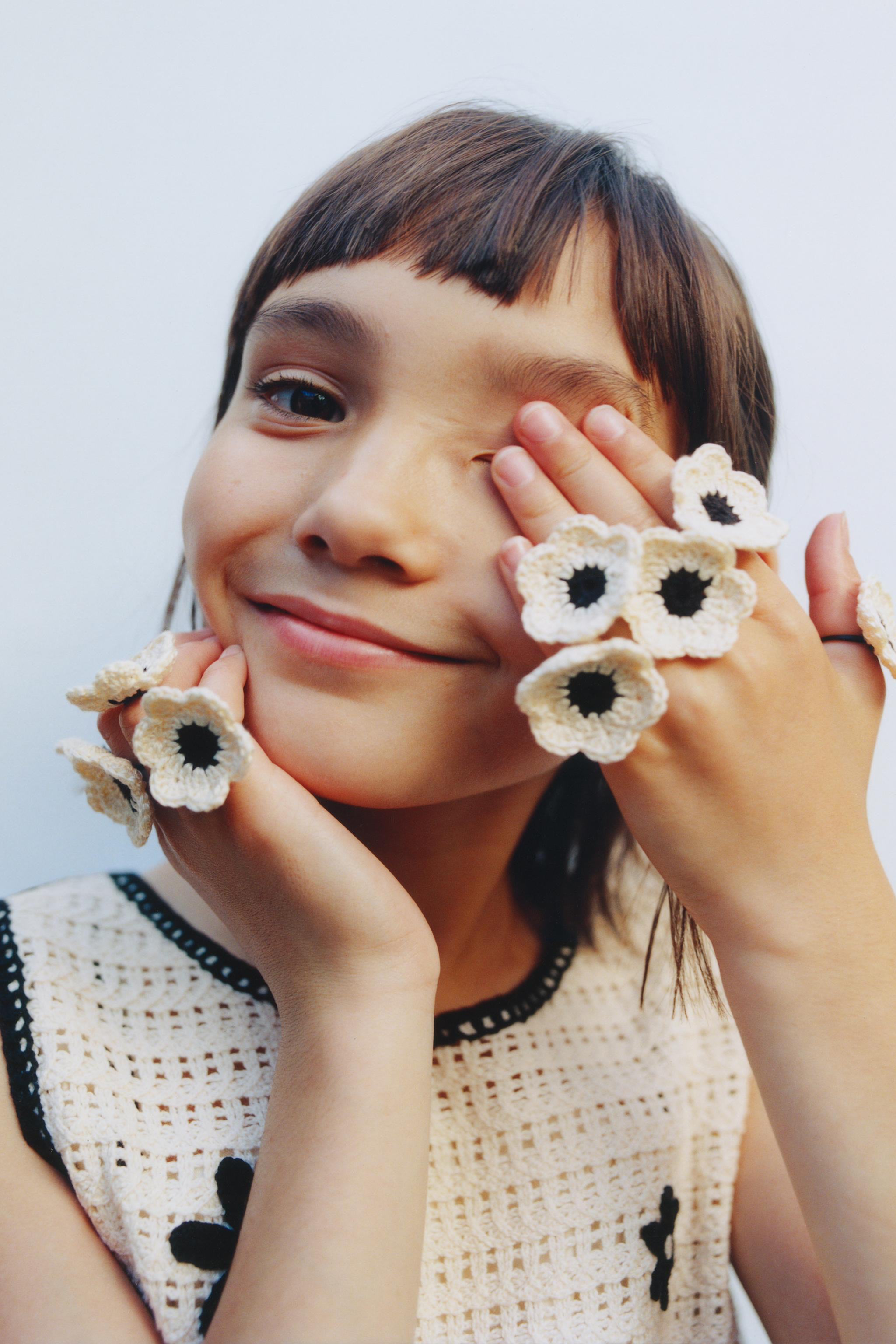 FLORAL CROCHET KNIT TOP | Zara US