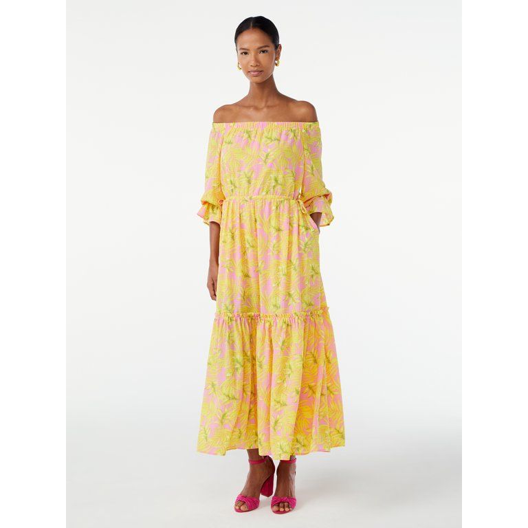 Scoop Women's Voluminous Off Shoulder Maxi Dress | Walmart (US)