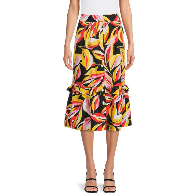 The Get Women's Ruffle Midi Skirt - Walmart.com | Walmart (US)