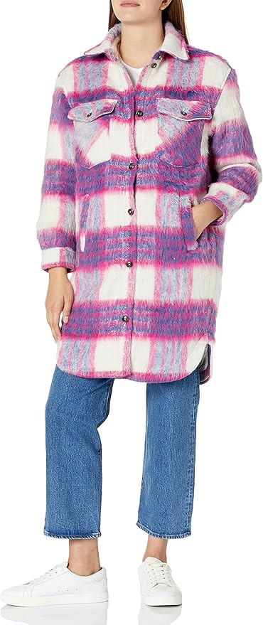 [BLANKNYC] Womens Long Plaid Shacket, Stylish Jacket & Trendy Coat | Amazon (US)