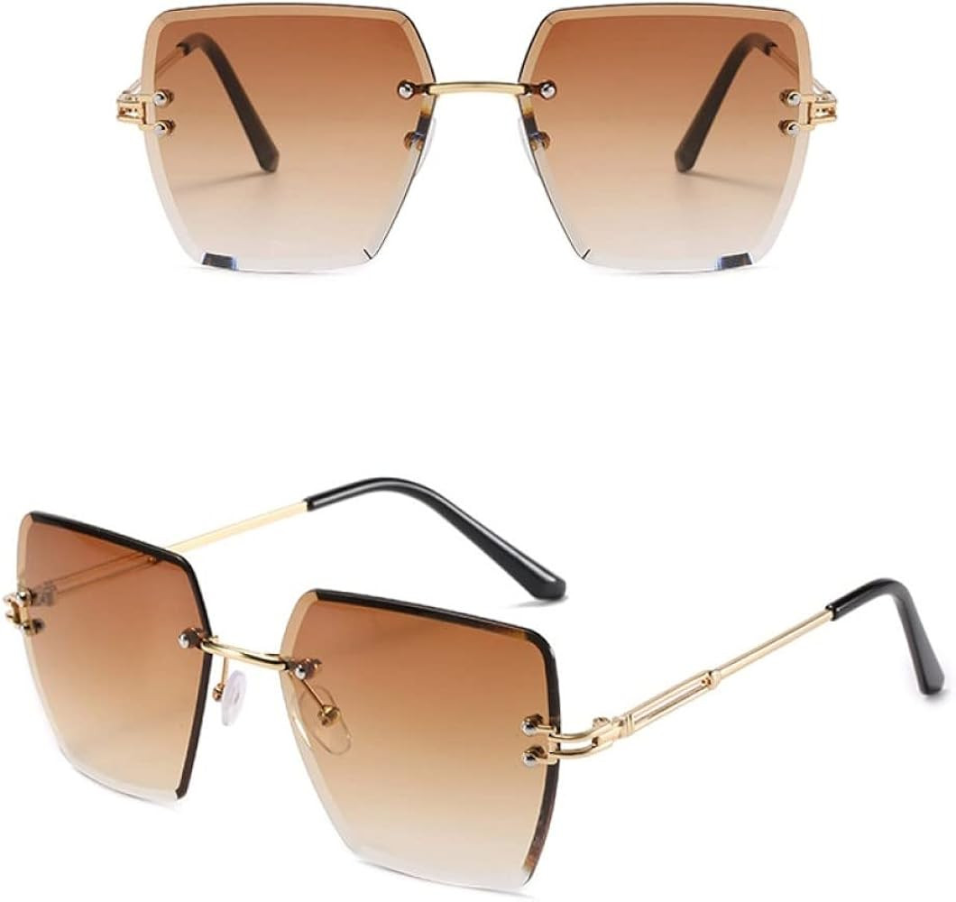 Rimless Gradient Sunglasses Women Frameless Sun Glasses Clear Blue Shades | Amazon (US)