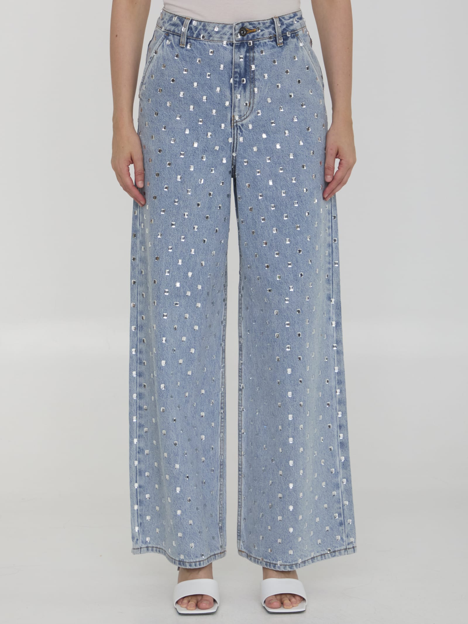 self-portrait Rhinestone Denim Jeans | Italist.com US