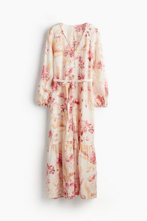 Tiered Maxi Dress - Light pink/floral - Ladies | H&M US | H&M (US + CA)