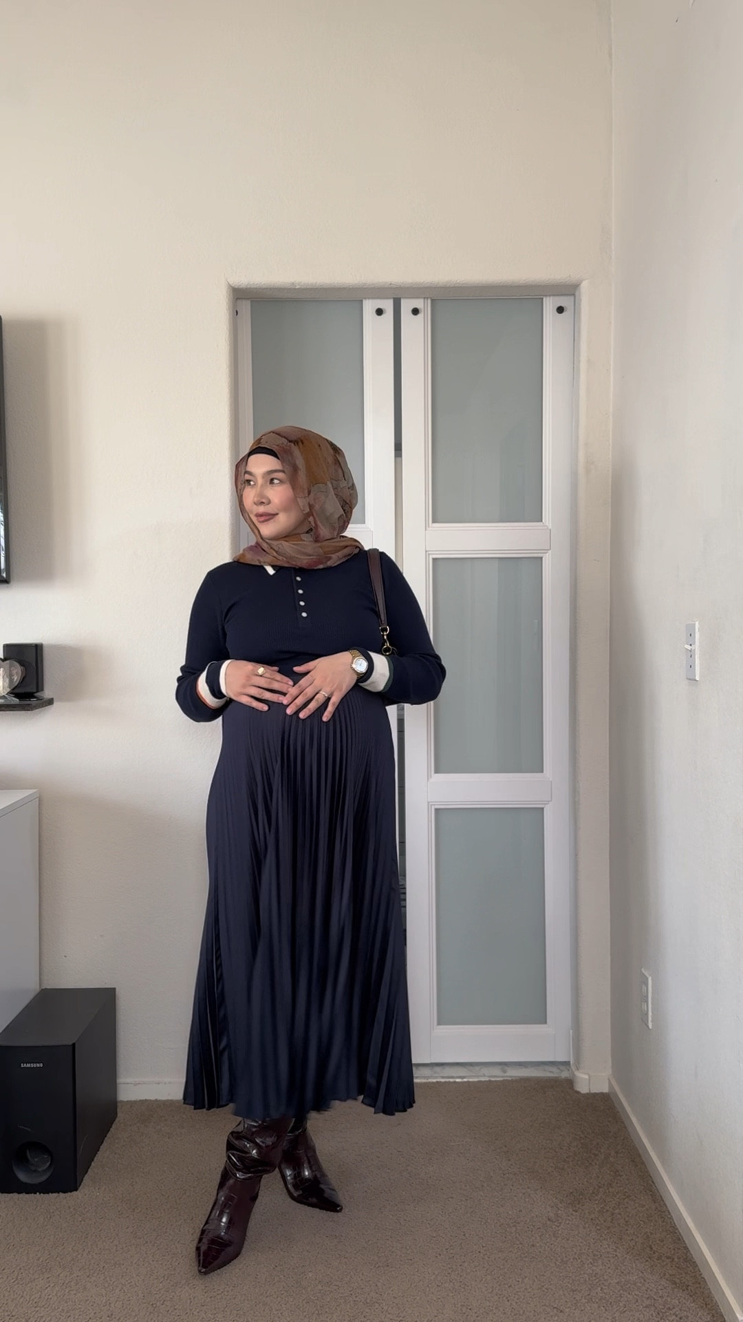 Baby bump styling 
Pregnancy outfit 
Modest fashion 
Hijab style 

#LTKstyletip #LTKbump #LTKbeauty
