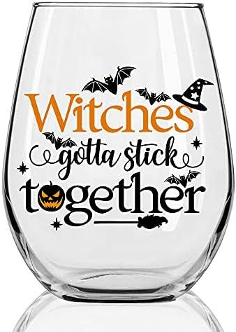 DYJYBMY Witches Gotta Stick Together Wine Glass, Halloween Wine Glass, Witch Wine Glass, Halloween G | Amazon (US)